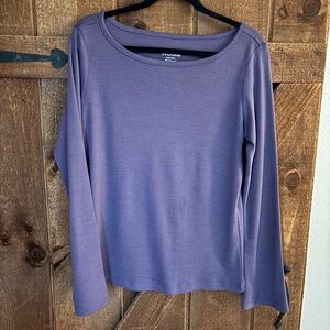 Wool& Iris Merino Wool Bell Sleeve Top – Purple Fig, Size L